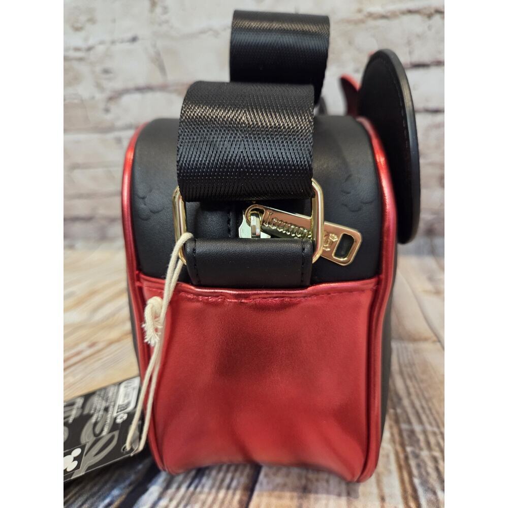 Loungefly Disney Minnie Mouse Metallic Red Bow Ears Crossbody Purse NWT - Picture 4 of 6